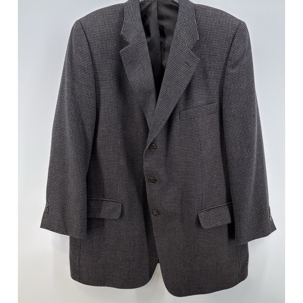 Andre Vachon Men's 46R Brown Tan Navy Wool‎ 3 Button Blazer